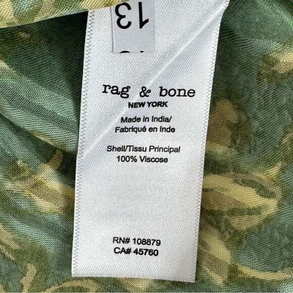 Rag & Bone Sachi Pleated Floral Print Sheer‎ Blouse Sage Green Small - Picture 14 of 16